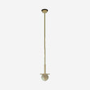 Lampe Royal suspension Disc - base et disque en laiton poli mat, boule en albâtre et câble textile doré