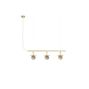 Royal Pendant Chandelier Linear 3 Lamp - Gold structure, matte polished brass disc, alabaster ball and gold textile cable