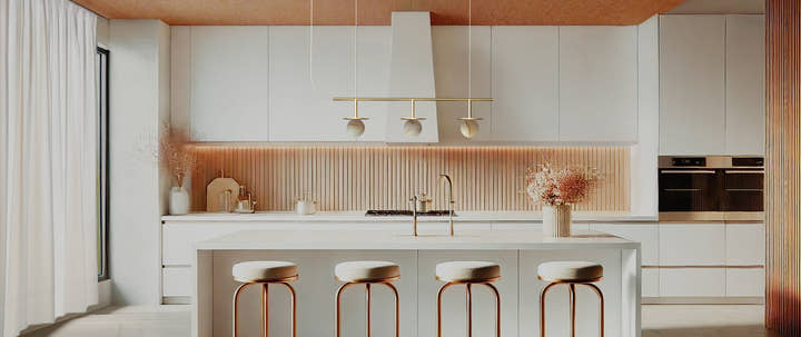 Royal Pendant Chandelier Linear 3 Lamp - Gold structure, matte polished brass disc, alabaster ball and gold textile cable