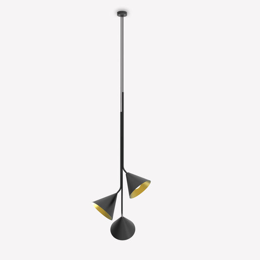 Rubi Trio Pendant Lamp - Matte Black and Gold
