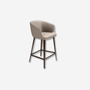 silla para barra con asiento tapizado gris oscuro y patas metálicas negras en diseño contemporáneo