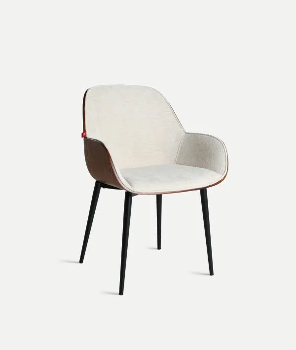 BEESD CHAIR NATURAL WOOD AND GREY UPHOLSTERY