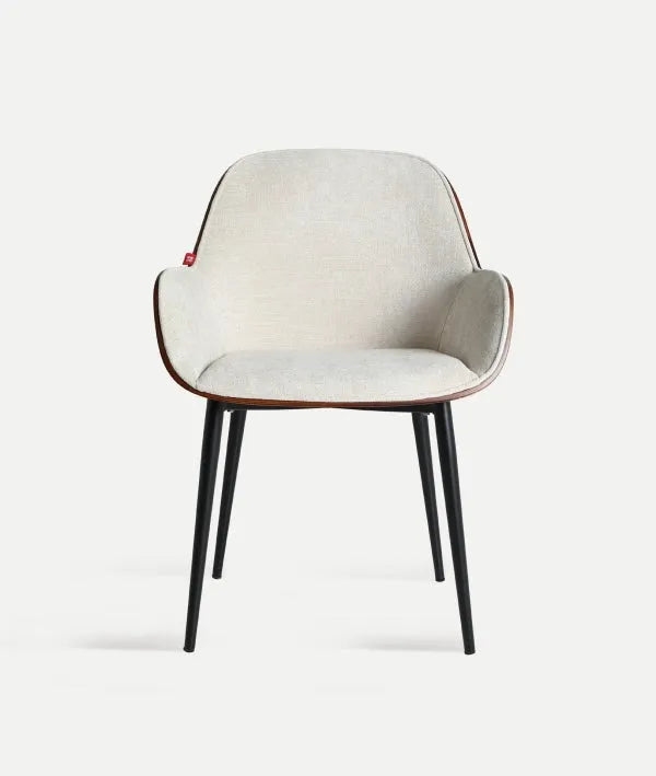 BEESD CHAIR NATURAL WOOD AND GREY UPHOLSTERY