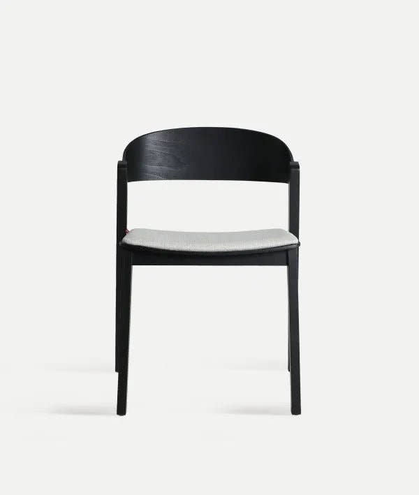 SILLA BORKEN MADERA COLOR NEGRO Y TAPIZADA GRIS - Sillas - El Workshop - madera de haya