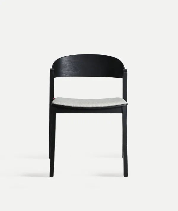 SILLA BORKEN MADERA COLOR NEGRO Y TAPIZADA GRIS