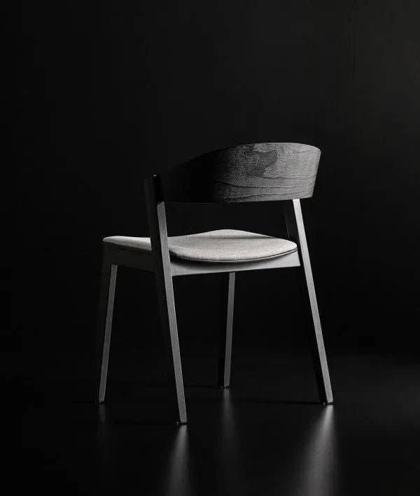 SILLA BORKEN MADERA COLOR NEGRO Y TAPIZADA GRIS - Sillas - El Workshop - madera de haya