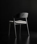 SILLA BORKEN MADERA COLOR NEGRO Y TAPIZADA GRIS