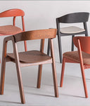 SILLA BORKEN MADERA COLOR NEGRO Y TAPIZADA GRIS