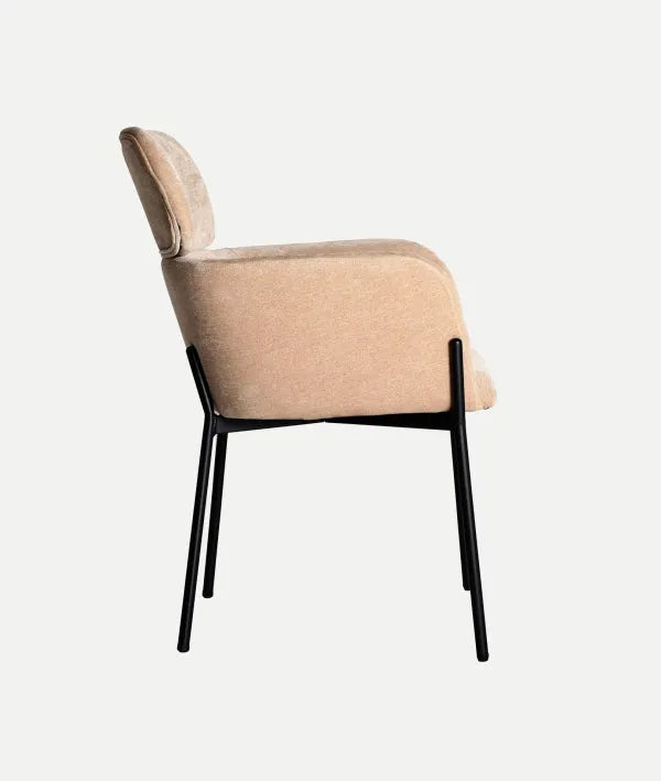 CRESSE stoel bekleed met lichtbruin polyester met zwarte poten