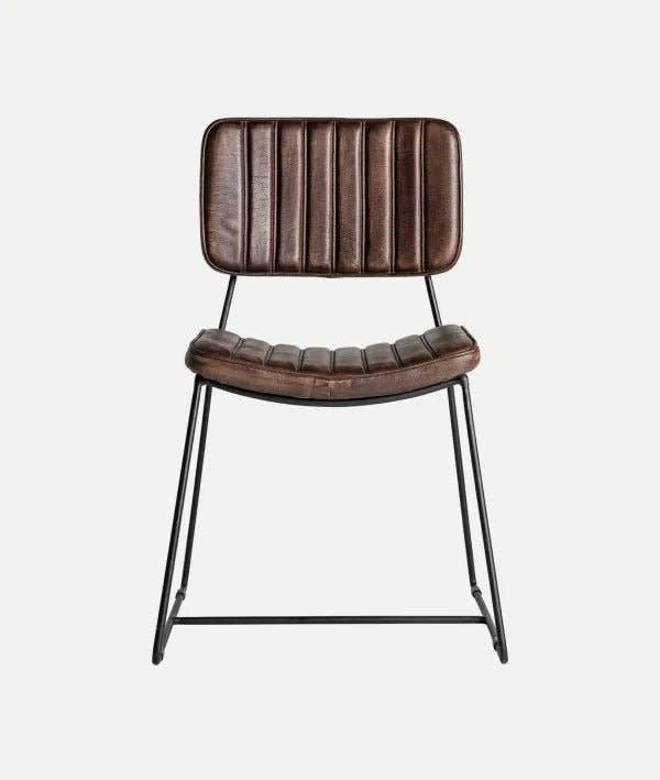 Silla ISSERT marrón en cuero marrón y patas negras - Sillas - El Workshop - cuero