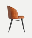 Silla LUARD tapizado en piel cuero marrón y patas negras