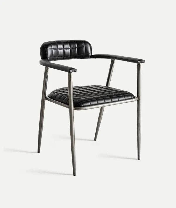 Silla OLBY negra en cuero con diseño industrial moderno - Sillas - El Workshop - cuero