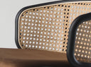 Rattan and brown velvet stool
