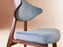 silla de madera y tapizado color celeste moderna para comedor