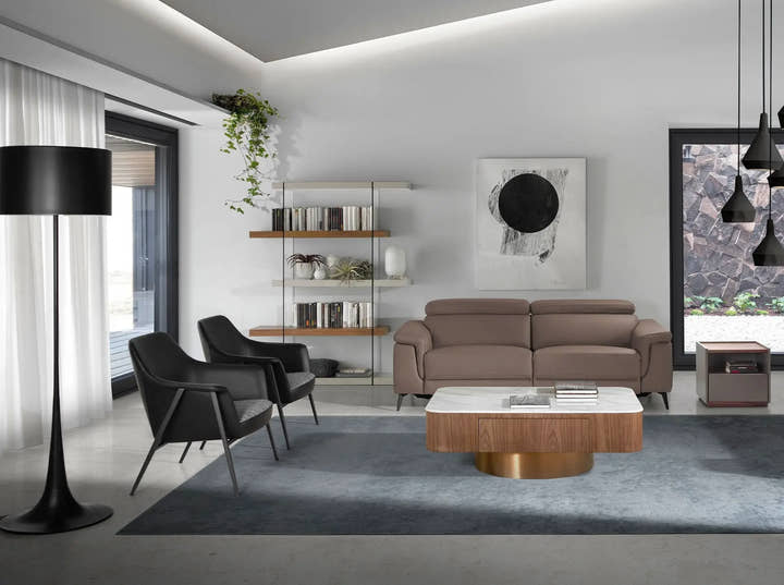 Sillón tela gris y polipiel negro - Sillón - El Workshop - 80x72x79cm