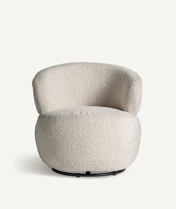 Sillón giratorio VAYRES tapizado en bouclé blanco, estilo minimalista - Sillones - El Workshop - algodón bouclé