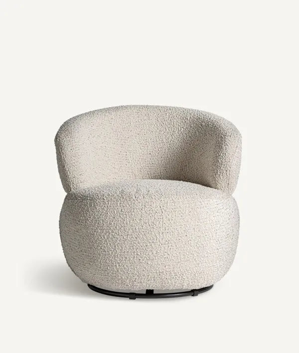 VAYRES draaifauteuil bekleed met witte bouclé, minimalistische stijl