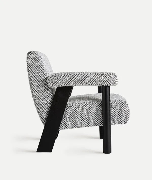 LIESTER fauteuil bekleed met grijs bouclé