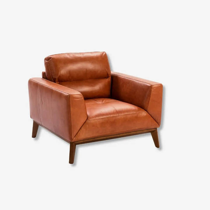 Sillón piel marrón - Sillón - El Workshop - 102x96x86cm