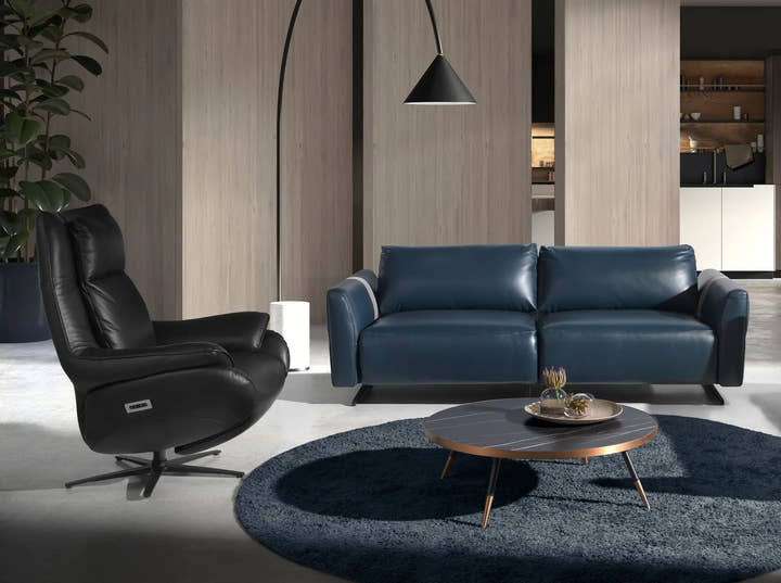 Sillón relax giratorio piel negro - Sillón - El Workshop - 91x80x118cm