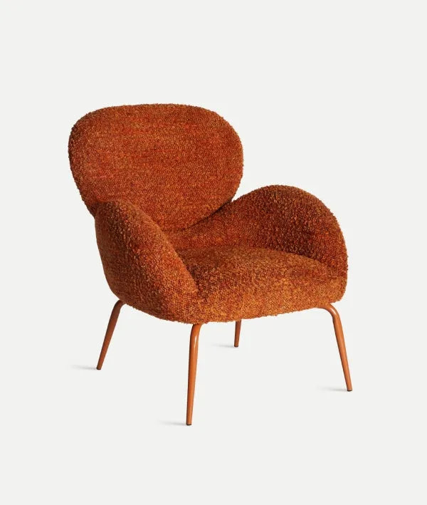 SILLÓN RONDA oranje in polyester warmte en retro-moderne stijl
