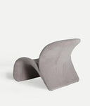 SILLÓN VIANNE gris en poliéster estilo Art Deco moderno con líneas curvas y textura acanalada