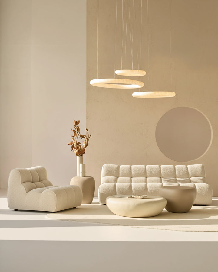 Sofá Nude blanco 3 plazas en ambiente decorado