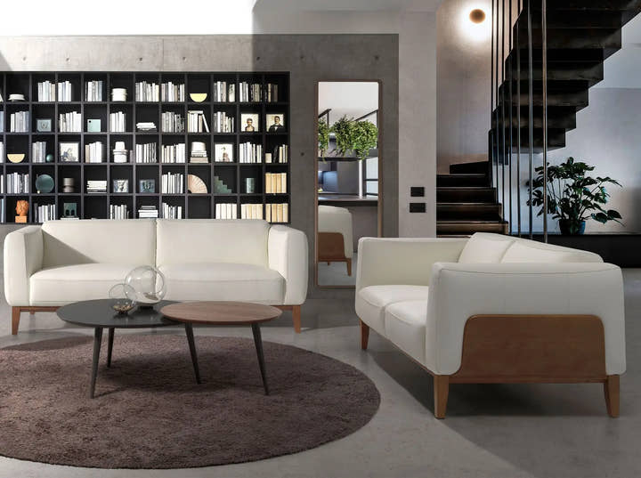 Sofá 3 plazas piel blanco - Sofá - El Workshop - 209x92x77cm