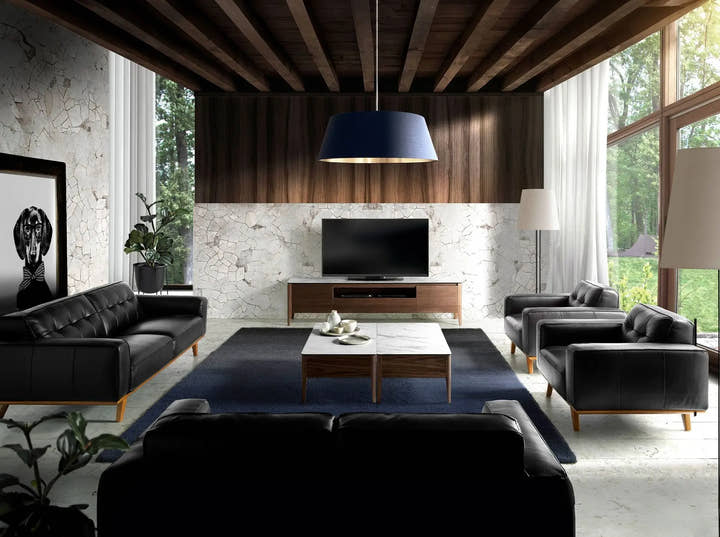 Sofá Chester 3 plazas piel negro - Sofá - El Workshop - 227x95x78cm