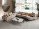 Sofá chaise longue relax modular derecho tela arena en ambiente decorado (2)