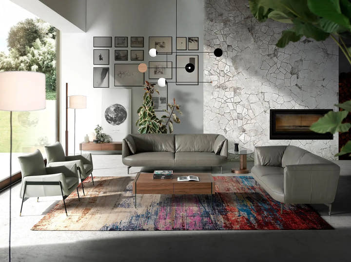 Sofá 3 plazas piel gris oscuro - Sofá - El Workshop - gris