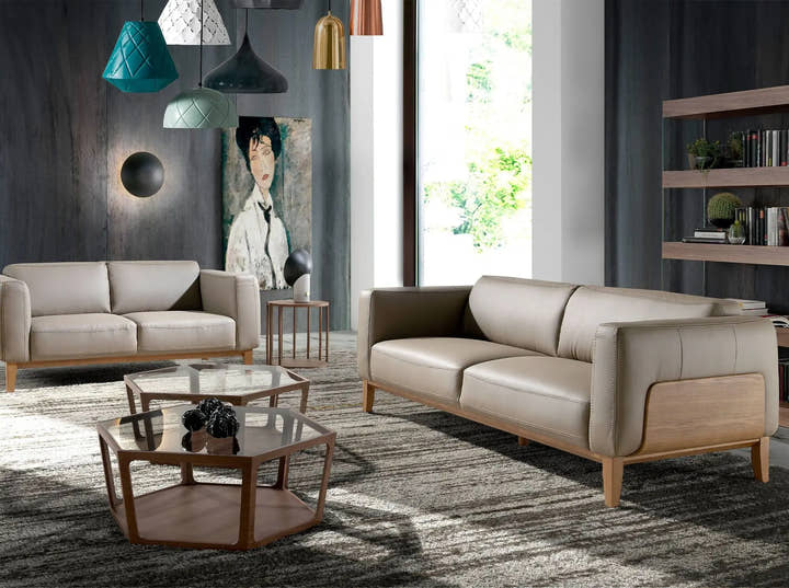 Sofá 3 plazas piel visón - Sofá - El Workshop - 209x92x77cm