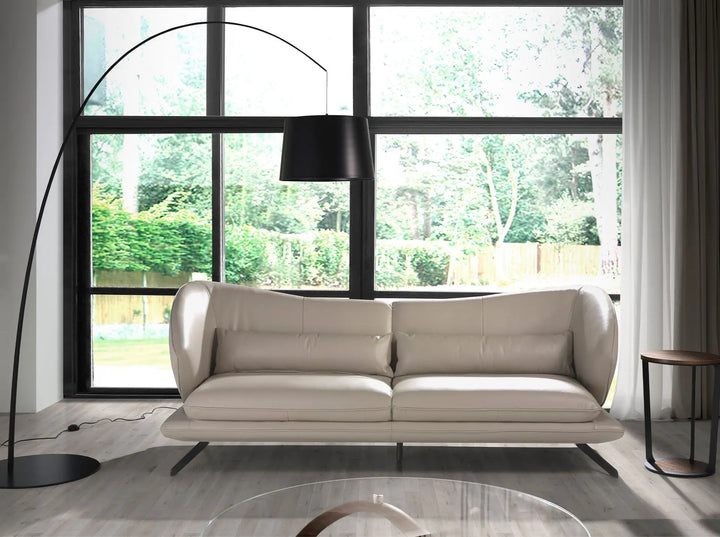 3-seater taupe leather sofa