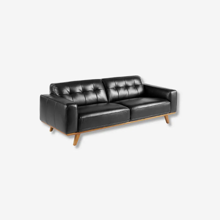 Chester 3-seater black leather sofa