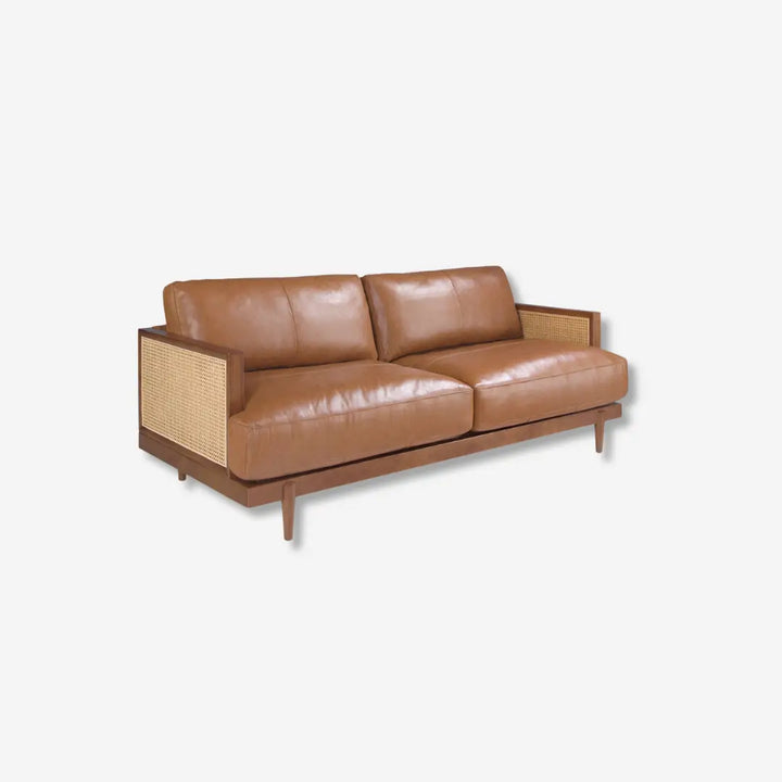 3-seater brown leather sofa