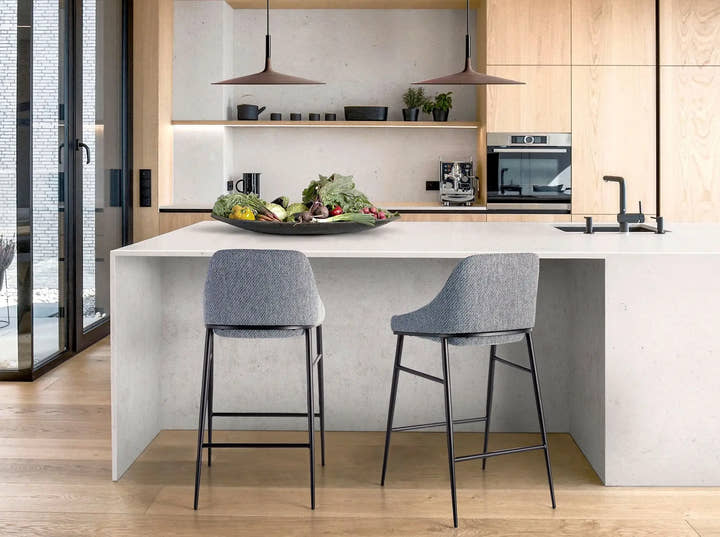 Taburete tela gris - Taburete - El Workshop - 49x53x90cm