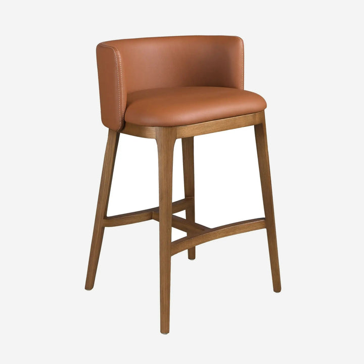 Taburete polipiel marrón, foto de producto sobre fondo gris de estudio