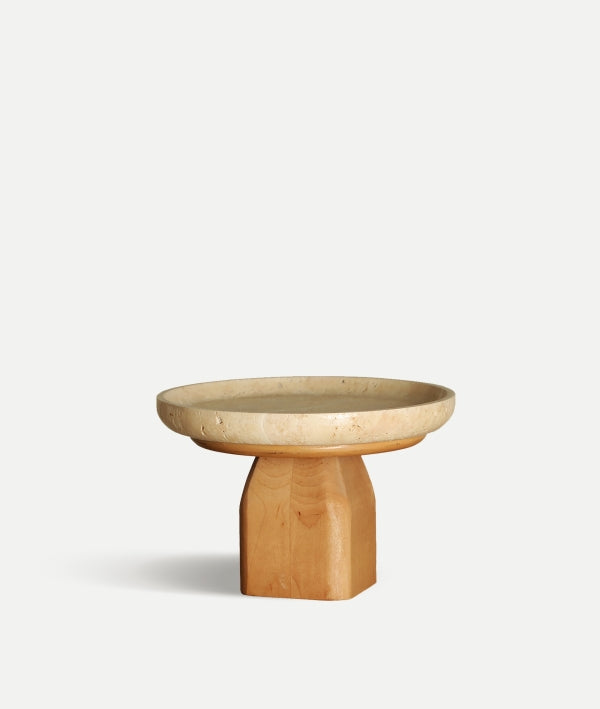 Bandeja VIDEIX de mármol y madera de abedul marrón natural