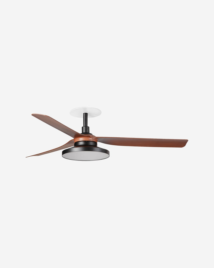 ventilador de techo con luz de acero y abs negro mate ø132 cm