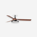 Ventilador de techo con luz de acero y ABS negro mate Ø132 cm - Ventiladores de techo - El Workshop-Acero y ABS negro mate, palas abs nogal