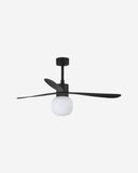 ventilador de techo con luz de acero y cristal ø132 cm 20 w 2700 k 3 palas, vista 4