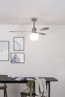 ventilador de techo con luz de acero y cristal ø132 cm 20 w 2700 k 3 palas, vista 9