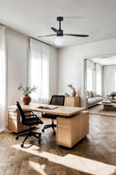 ventilador de techo con luz de acero y cristal ø132 cm 20 w 2700 k 3 palas, vista 11