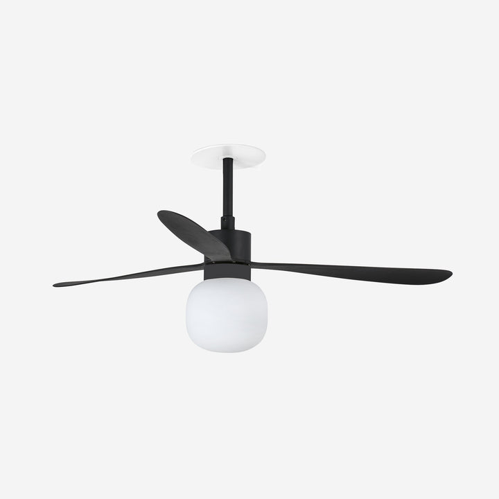 ventilador de techo con luz de acero y cristal ø132 cm 20 w 2700 k 3 palas corte 150