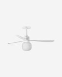ventilador de techo con luz de acero y cristal blanco mate ø132 x 42 cm