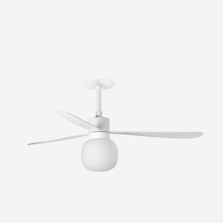 Matte white steel and glass ceiling fan with light Ø132 x 42 cm