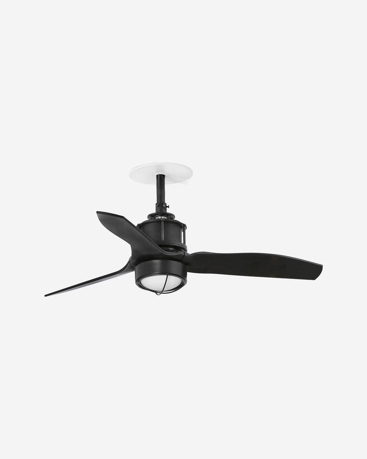 ventilador de techo con luz de acero y cristal negro mate ø81 x 36,4 cm