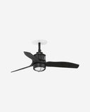 Ventilador de techo con luz de acero y cristal negro mate Ø81 x 36,4 cm