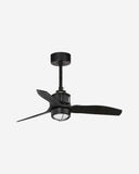 ventilador de techo con luz de acero y cristal negro mate ø81 x 42,4 cm, vista 2