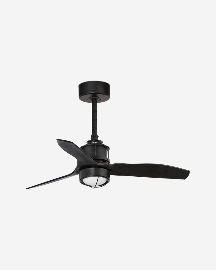 ventilador de techo con luz de acero y cristal negro mate ø81 x 42,4 cm, vista 2